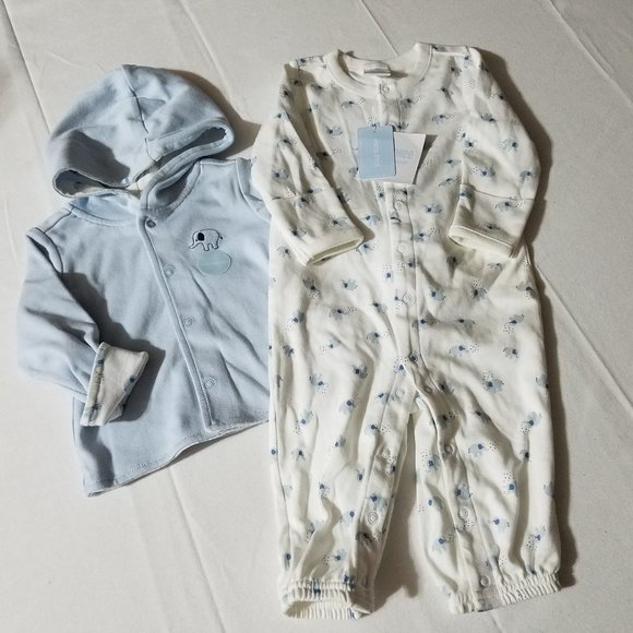 Gymboree Brand New Baby Elephant 3-6 Month NWT Reversible Hoodie & Romper